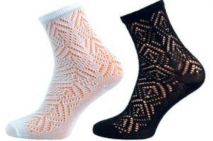 Dámské ponožky NOVIA Dana krajka | 37-38 bílá 1 pár, 37-38 černá 1 pár, 39-41 bílá 1 pár, 39-41 černá 1 pár