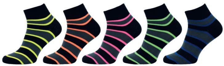 Dámské ponožky NOVIA vyšší lem pruhované černá - 3 páry