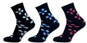 Dámské ponožky NOVIA Exclusive černý květ - 3 páry | 37-38, 39-41