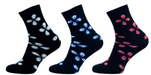 Dámské ponožky NOVIA Exclusive černý květ - 3 páry