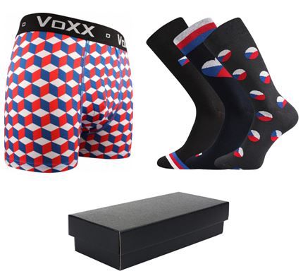 Pánské ponožky LONKA Wearel 3 páry + boxerky VoXX Kvido červená