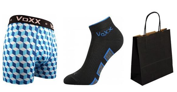 Pánské ponožky VoXX Dukaton černá + boxerky VoXX Kvido modrá