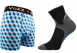 Pánské ponožky VoXX Maxter černá + boxerky VoXX Kvido modrá VoXX®