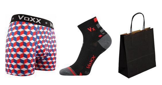 Pánské ponožky VoXX Mayor černá + boxerky VoXX Kvido červená VoXX®