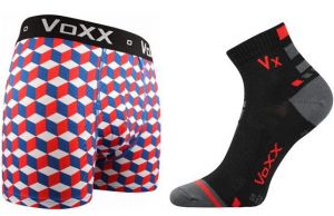 Pánské ponožky VoXX Mayor černá + boxerky VoXX Kvido červená VoXX®