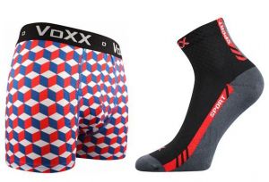 Pánské ponožky VoXX Pius černá + boxerky VoXX Kvido červená VoXX®