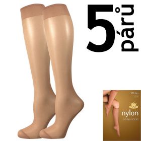 Lady B podkolenky NYLON knee-socks 20 DEN / 5 párů beige