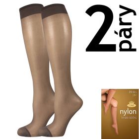 Lady B podkolenky NYLON knee-socks 20 DEN / 2 páry fumo