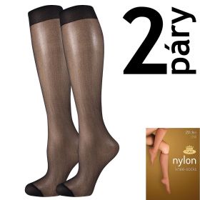 Lady B podkolenky NYLON knee-socks 20 DEN / 2 páry nero | uni 6 ks