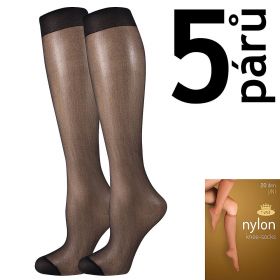 Lady B podkolenky NYLON knee-socks 20 DEN / 5 párů nero | uni 6 ks