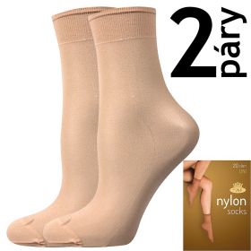 Lady B ponožky NYLON socks 20 DEN / 2 páry camel