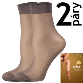 Lady B ponožky NYLON socks 20 DEN / 2 páry fumo