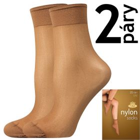 Lady B ponožky NYLON socks 20 DEN / 2 páry visone | uni 6 ks