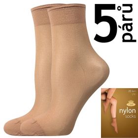 Lady B ponožky NYLON socks 20 DEN / 5 párů beige