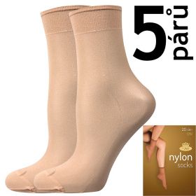 Lady B ponožky NYLON socks 20 DEN / 5 párů camel