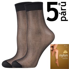 Lady B ponožky NYLON socks 20 DEN / 5 párů nero | uni 6 ks