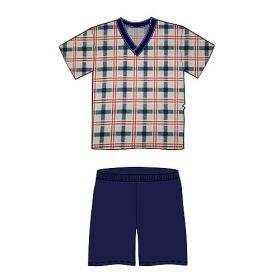 Lonka Kája pyžamo krátký rukáv kostky vzor 06 | M 1 ks, L 1 ks, XL 1 ks, XXL 1 ks