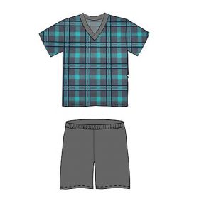 Lonka Kája pyžamo krátký rukáv kostky vzor 07 | M 1 ks, L 1 ks, XL 1 ks