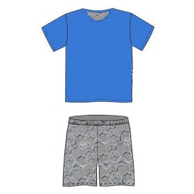 Lonka Kája pyžamo krátký rukáv vzor hodiny / modrá | L hodiny/modrá 1 ks, XL hodiny/modrá 1 ks