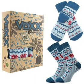 VoXX ponožky Trondelag set norský vzor azurová | 35-38 (23-25) 1 ks, 39-42 (26-28) 1 ks
