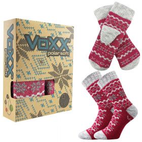 VoXX ponožky Trondelag set norský vzor magenta | 35-38 (23-25) 1 ks, 39-42 (26-28) 1 ks