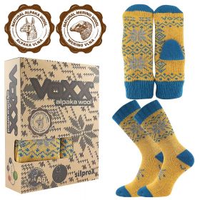 VoXX® ponožky Alta set norský vzor tmavě žlutá
