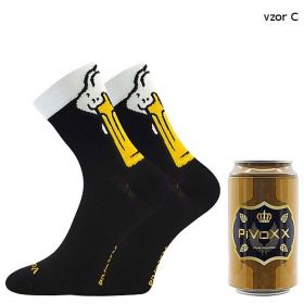 VoXX® ponožky PiVoXX + plechovka pivo vzor C | 43-46 (29-31) hnědá 1 pár
