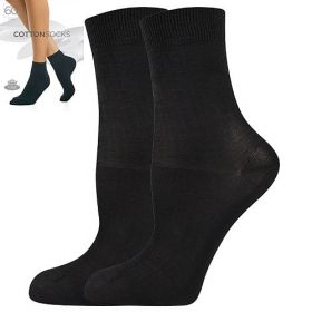 Lady B ponožky COTTON socks 60 DEN nero | 35-38 (23-25) 1 pár, 39-42 (26-28) 1 pár