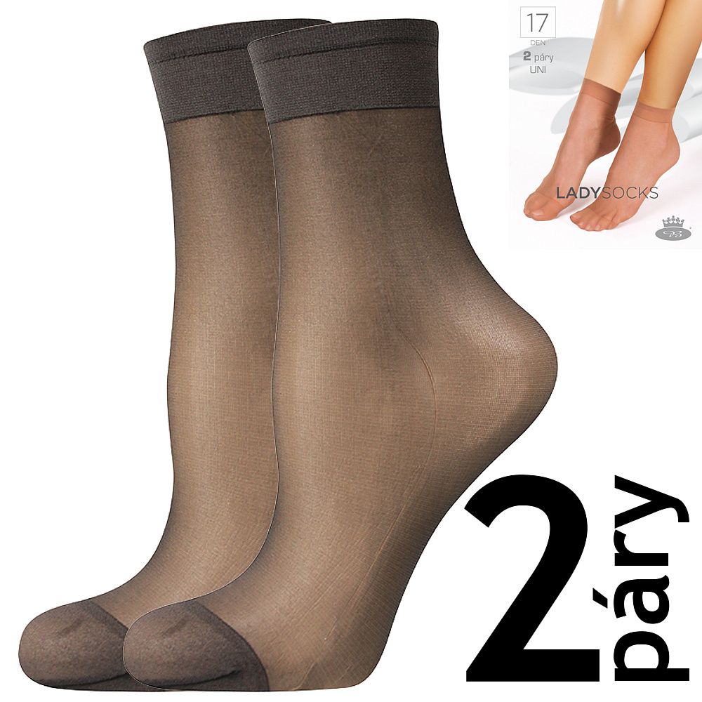 Lady B ponožky LADY socks 17 DEN / 2 páry fumo