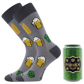 VoXX® ponožky PiVoXX + plechovka navíc pivo vzor D | 43-46 (29-31) zelená 1 pár