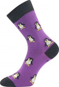 VoXX® ponožky Sněženka tučňáci fialová | 35-38 (23-25) 1 pár, 39-42 (26-28) 1 pár