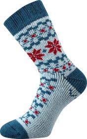 VoXX® ponožky Trondelag norský vzor azurová | 35-38 (23-25) 1 pár, 39-42 (26-28) 1 pár