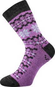 VoXX® ponožky Trondelag norský vzor fialová | 35-38 (23-25) 1 pár, 39-42 (26-28) 1 pár