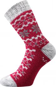 VoXX® ponožky Trondelag norský vzor magenta | 35-38 (23-25) 1 pár, 39-42 (26-28) 1 pár