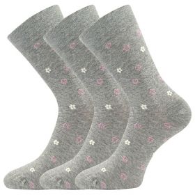 Lonka® ponožky Flowrana kytky šedá melé | 35-38 (23-25) 3 páry, 39-42 (26-28) 3 páry