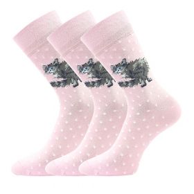 Lonka® ponožky Foxana kočky růžová | 35-38 (23-25) kočka 3 páry, 39-42 (26-28) kočka 3 páry