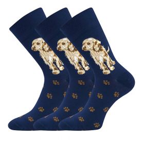 Lonka® ponožky Foxana pejsci tmavě modrá | 35-38 (23-25) pes 3 páry, 39-42 (26-28) pes 3 páry