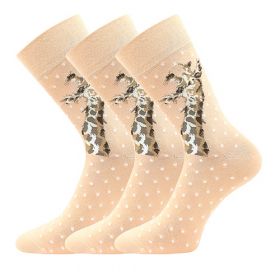 Lonka® ponožky Foxana žirafy meruňková | 35-38 (23-25) žirafa 3 páry, 39-42 (26-28) žirafa 3 páry